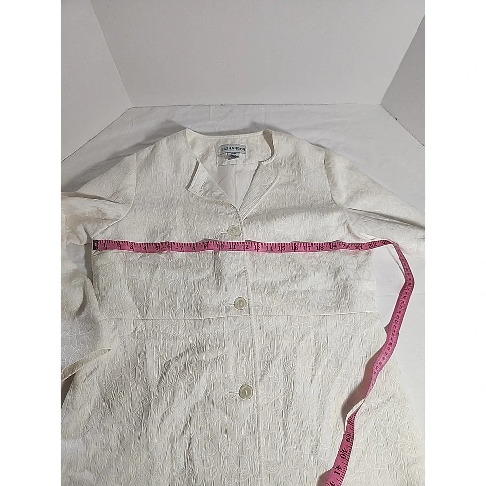 Vintage Sag Harbor Ivory Quilted Mid Length Coat Size 14‎